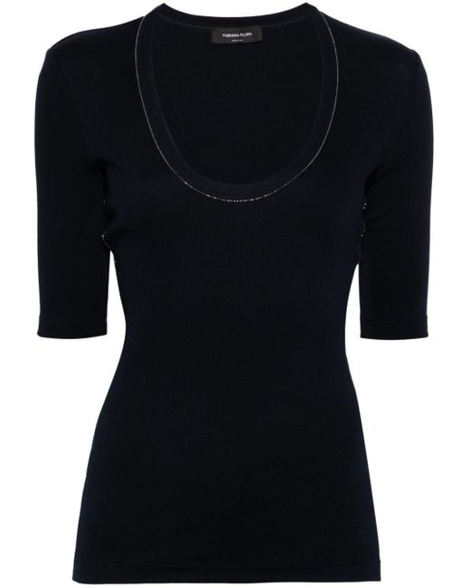 Fabiana Filippi Black Cotton T-Shirt