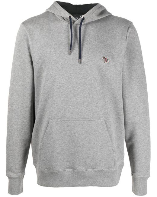 PS by Paul Smith Gray Zebra Logo Cotton Hoodie for men