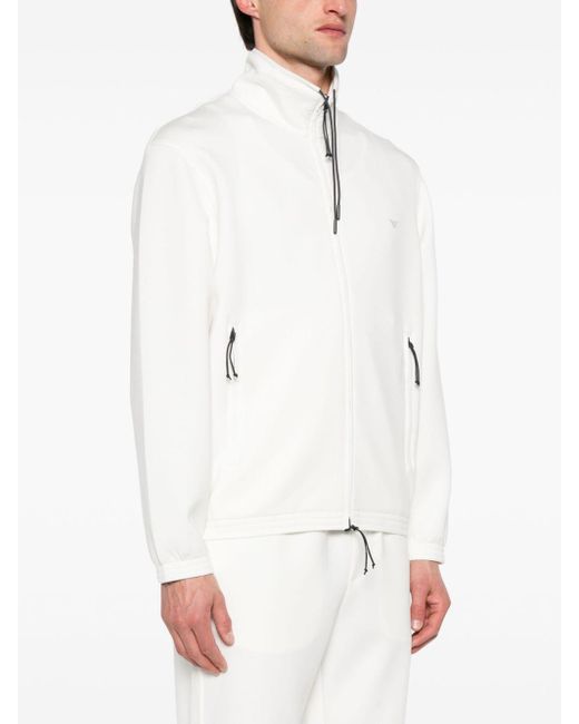 Emporio Armani White Appliqué-logo Zipped Sweatshirt for men