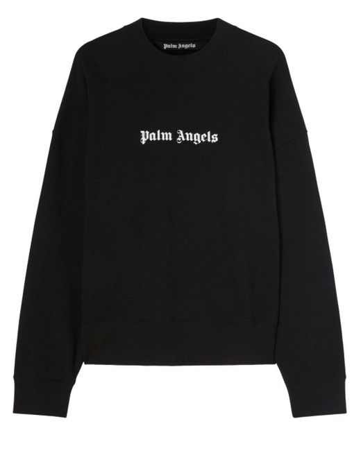 Palm Angels Black Logo Cotton Sweatshirt for men