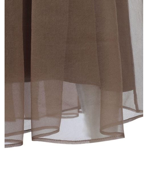 Brunello Cucinelli Brown Silk Midi Skirt