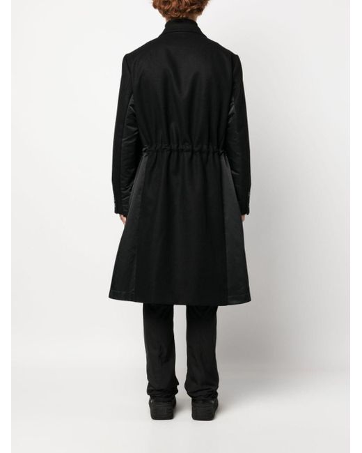 Sacai Black Drawstring-waist Wool Coat for men
