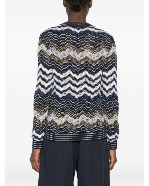 Missoni Blue Zig Zag Motif Wool Sweater