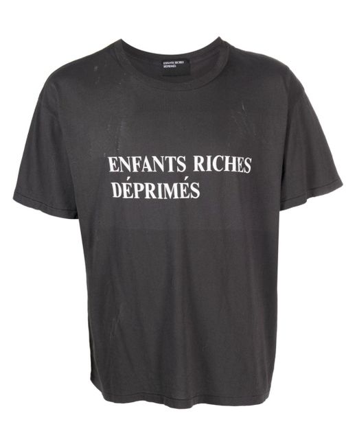 Enfants Riches Deprimes Black Logo-print Rip-detail T-shirt for men