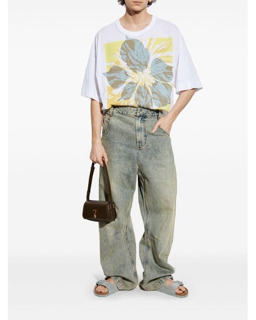 Dries Van Noten White Artfully Designed Cotton T-Shirt for men