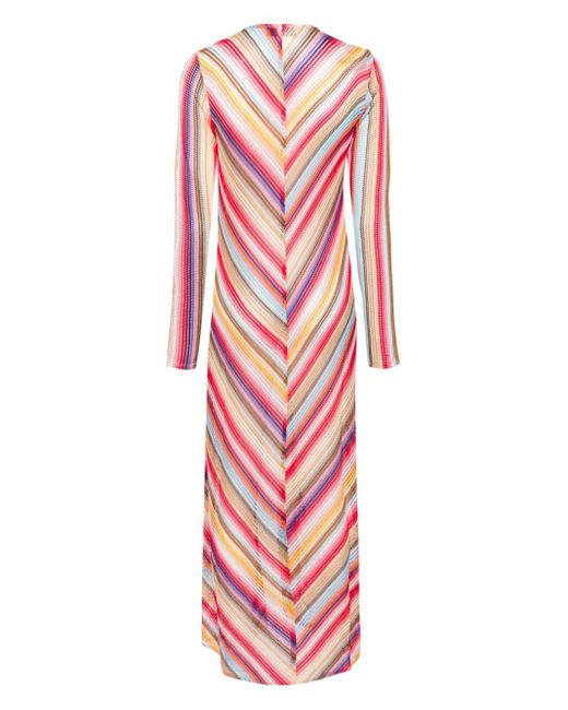 MISSONI BEACHWEAR Red Striped Long Cover-Up