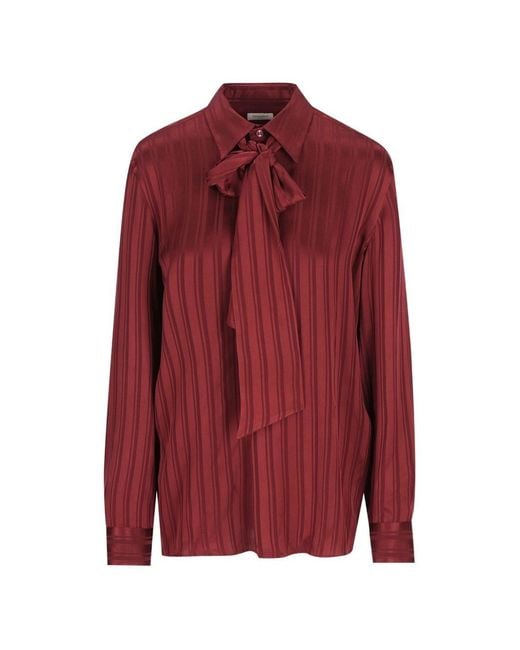Saint Laurent Red Striped Silk Shirt