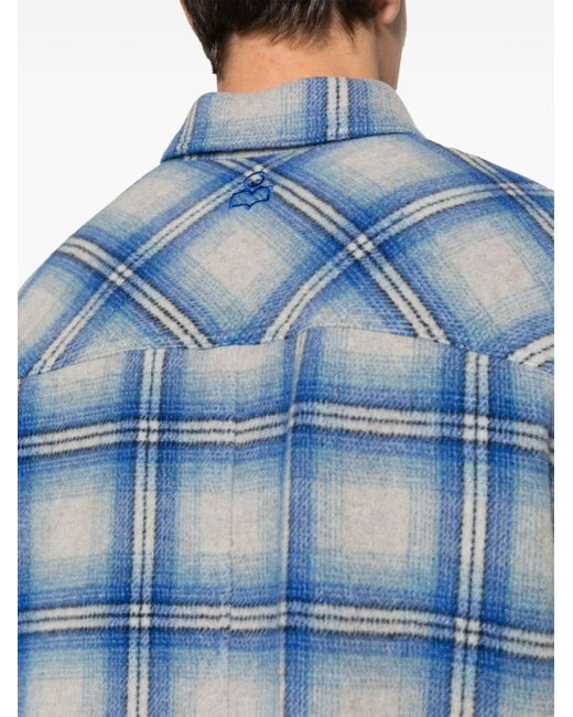 Isabel Marant Blue Shirt With Checked Pattern for men