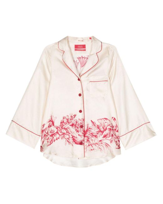 F.R.S For Restless Sleepers Pink Silk Printed Shirt