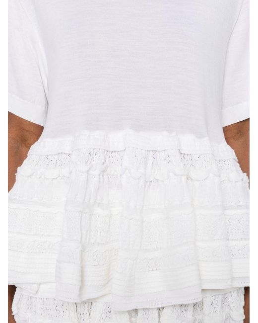 Alaïa White Wool Peplum Top