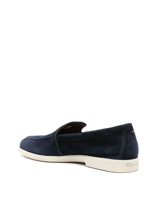 Santoni Blue Suede Moccasin for men