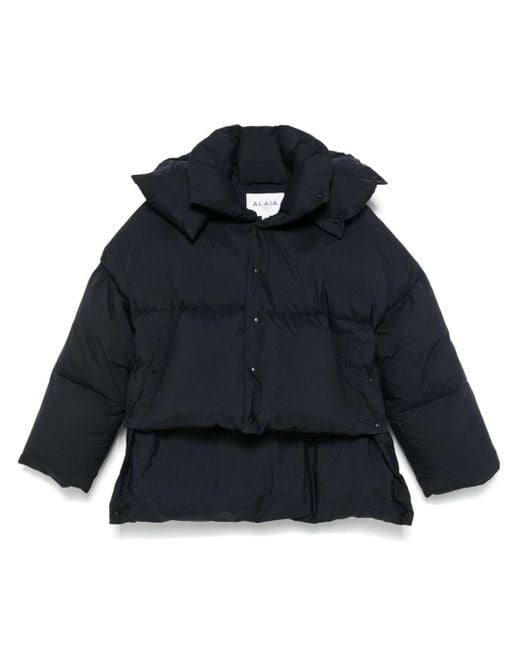 Alaïa Blue Nylon Short Padded Jacket