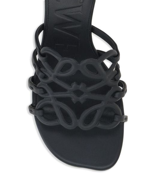 Loewe Black Petal Anagram Leather Sandals