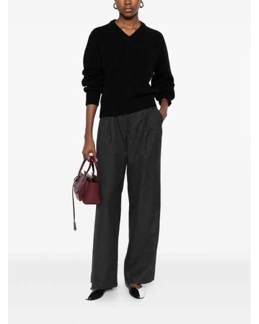DUNST Black Wool V-Necked Sweater