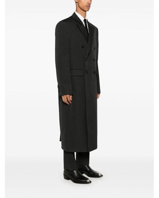 Gucci Black Ancora Embroidered Wool Coat for men