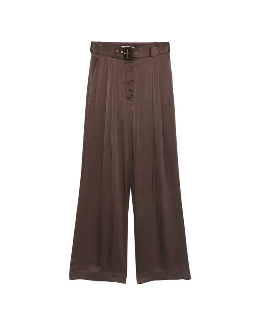 Zimmermann Brown Silk Tuck Trousers