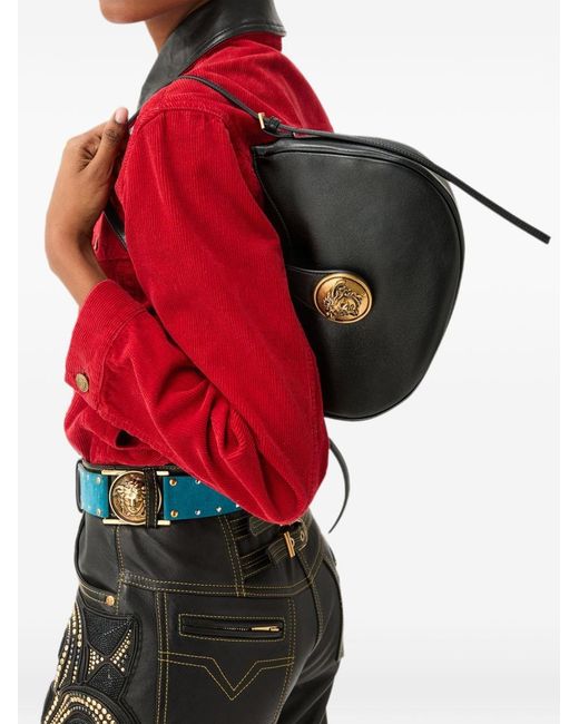 Versace Black Emblème Leather Hobo Bag