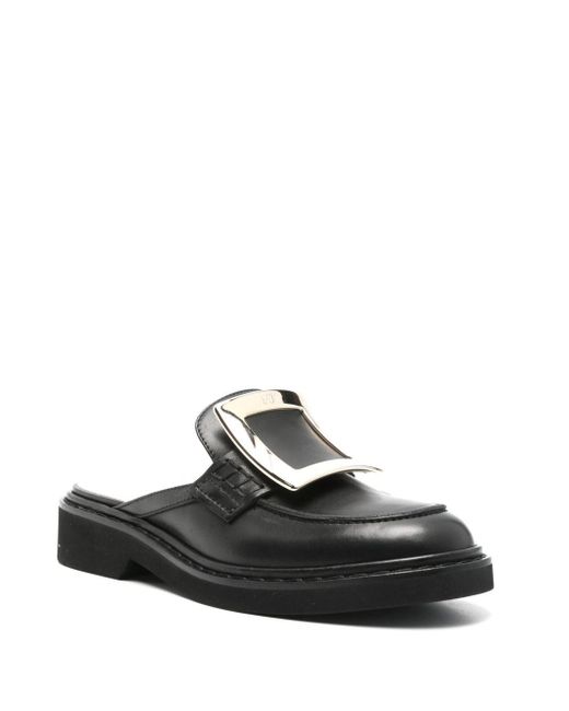 Roger Vivier Black Viv Rangers Leather Loafers