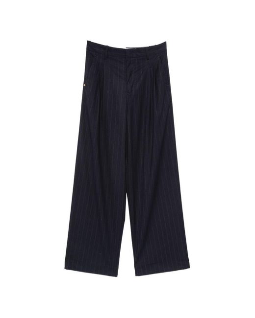 White Sand Blue Wide-Leg Trousers