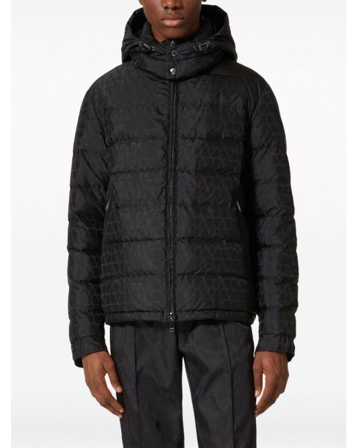 Valentino Black Down Jacket With Logo for men