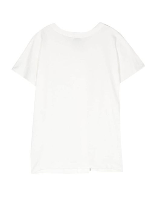 Alysi White Floral-appliqué Cotton T-shirt