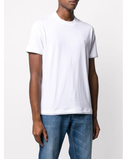 Brunello Cucinelli Cotton Double Trim T-shirt in White for Men - Save ...