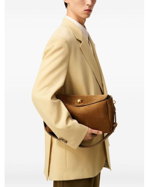 AMI Brown Suede Leather Shoulder Bag