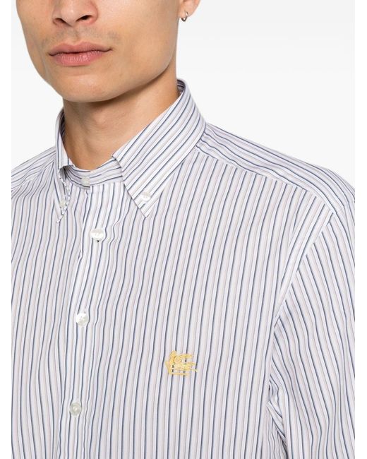 Etro White Striped Cotton Shirt for men