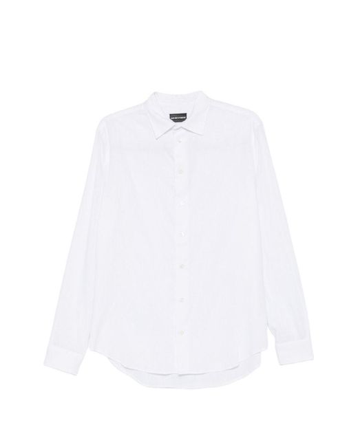 Emporio Armani White Linen Blend Shirt for men