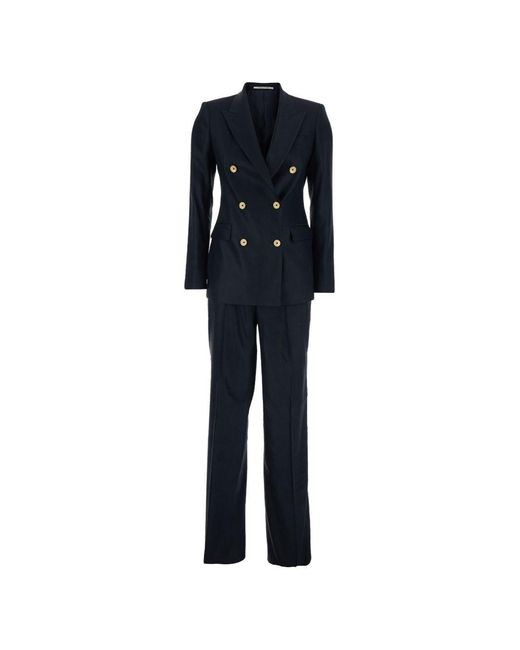 Tagliatore Blue Linen Double-Breasted Suit