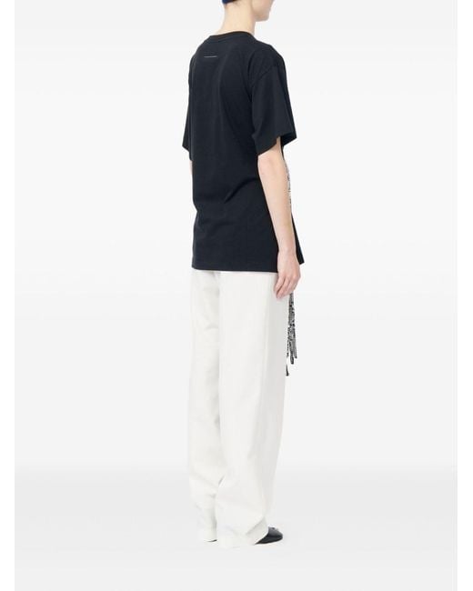 MM6 by Maison Margiela Black Gloves-Detail Cotton T-Shirt