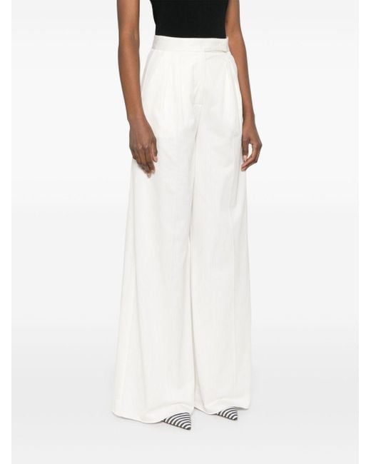 Max Mara White Cotton Blend Trousers