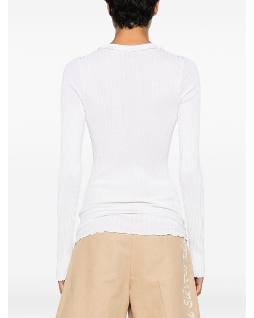 Miu Miu White Silk Crewneck Sweater