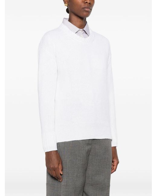 Base London White Wool And Cashmere Crewneck Sweater