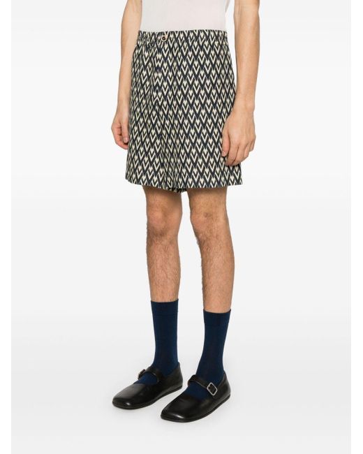 Valentino Black Toute La V Linen Shorts for men
