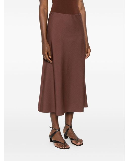 Brunello Cucinelli Brown Wool Blend Midi Skirt
