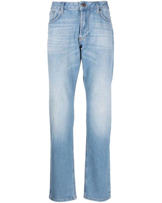 Emporio Armani Logo-patch Straight-leg Jeans in Blue for Men | Lyst Canada