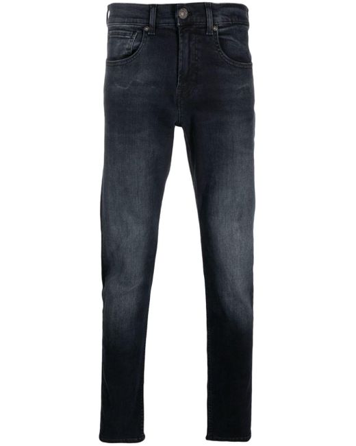 7 For All Mankind Logo print Straight leg Jeans in Blue for Men