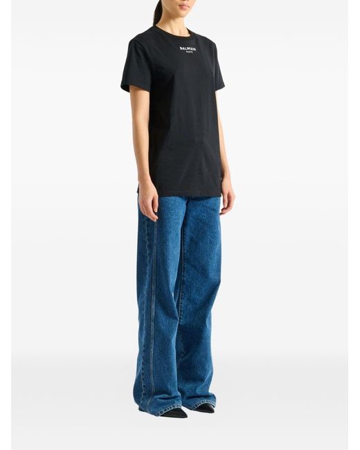 Balmain Black Logo Cotton T-Shirt