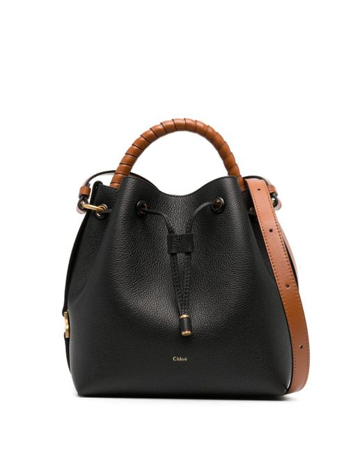 Chloé Black Marcie Leather Bucket Bag