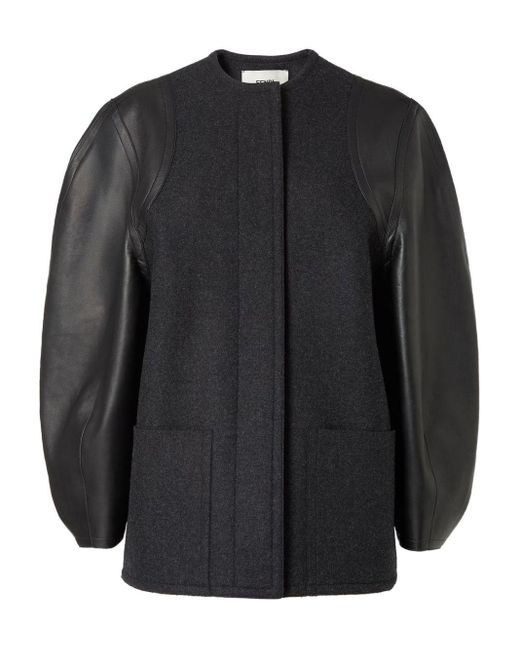 Fendi Black Wool And Leather Coat