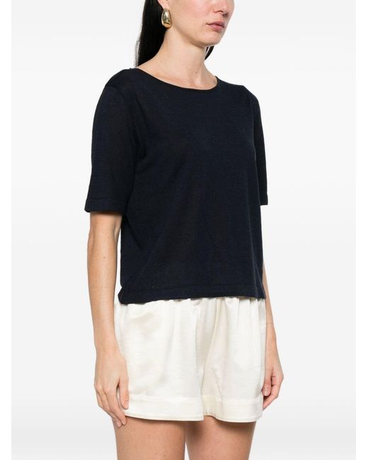 Base London Black Linen And Cotton Blend Sweater
