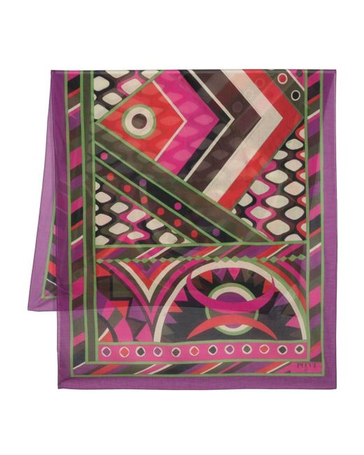 Pareo In Cotone Con Stampa Geometrica di Emilio Pucci in Pink