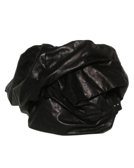 Rick Owens Black Draped Bustier Leather Top