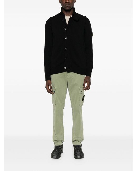 Stone Island Black Wool Cardigan for men