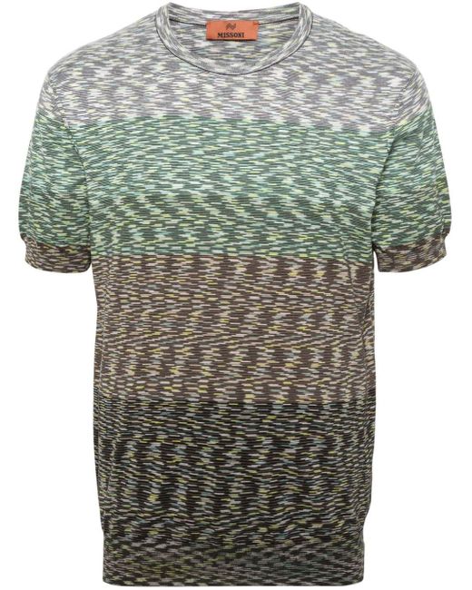 Missoni Green Slub Knitted T-shirt for men