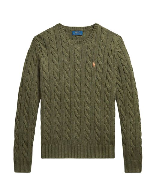 Polo Ralph Lauren Green Cable Knit Sweater With Logo for men
