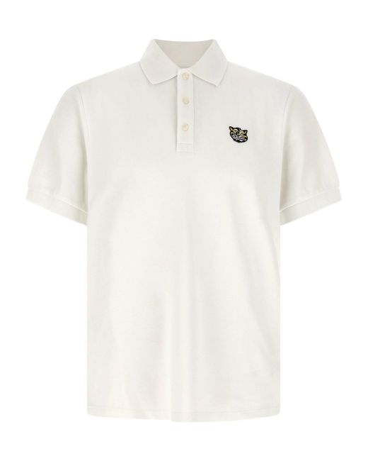 KENZO White Wild Tiger Cotton Polo Shirt for men