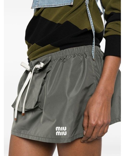 Miu Miu Gray Logo Mini Skirt
