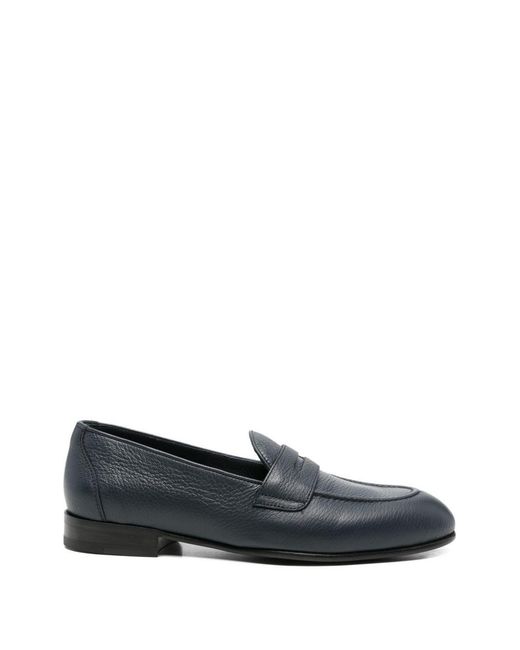 Brioni Blue Appia Leather Penny Loafers for men